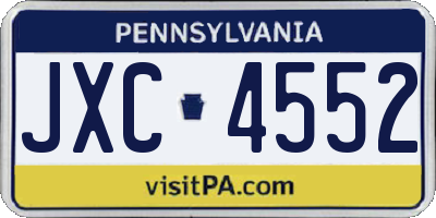 PA license plate JXC4552