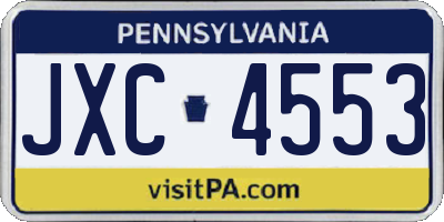 PA license plate JXC4553