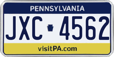 PA license plate JXC4562