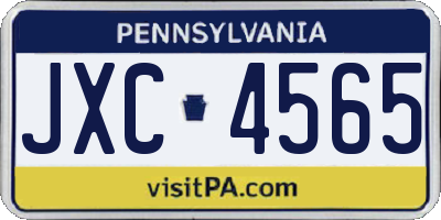 PA license plate JXC4565