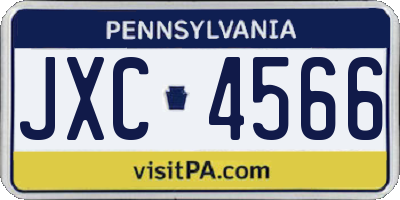 PA license plate JXC4566