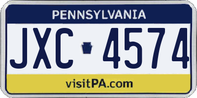 PA license plate JXC4574