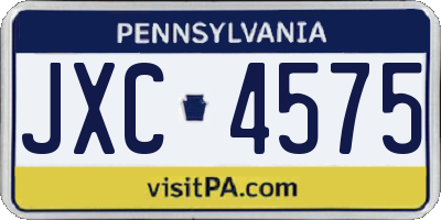PA license plate JXC4575