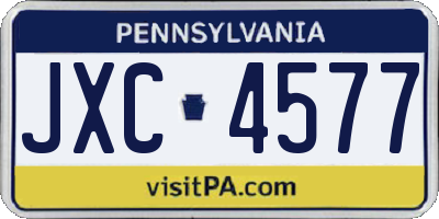 PA license plate JXC4577