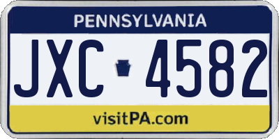PA license plate JXC4582