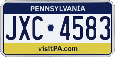PA license plate JXC4583