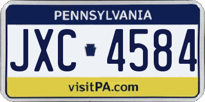 PA license plate JXC4584
