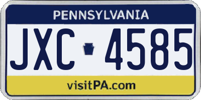 PA license plate JXC4585