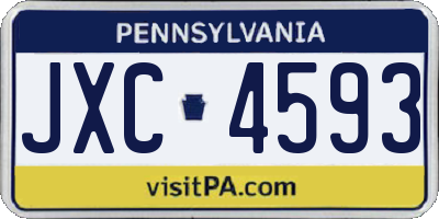 PA license plate JXC4593