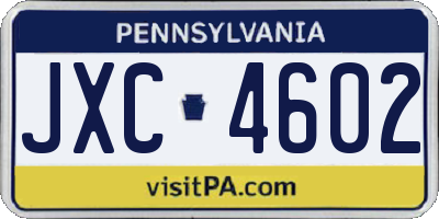 PA license plate JXC4602