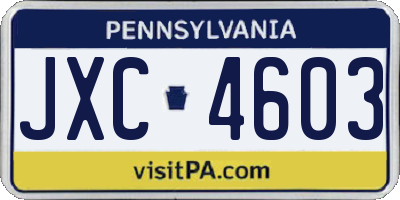 PA license plate JXC4603