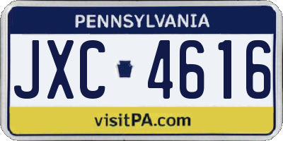 PA license plate JXC4616