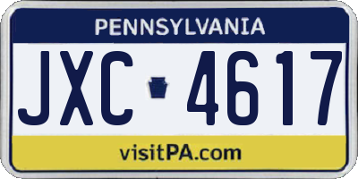 PA license plate JXC4617