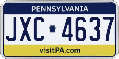 PA license plate JXC4637