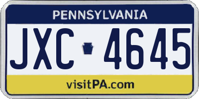 PA license plate JXC4645