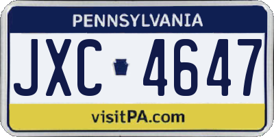 PA license plate JXC4647