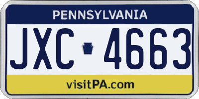PA license plate JXC4663