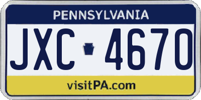 PA license plate JXC4670