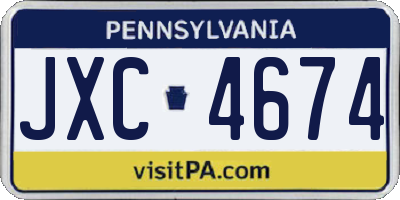 PA license plate JXC4674