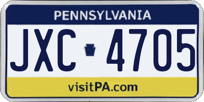 PA license plate JXC4705