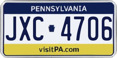 PA license plate JXC4706