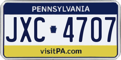 PA license plate JXC4707