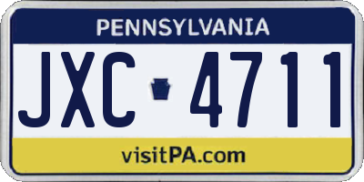 PA license plate JXC4711