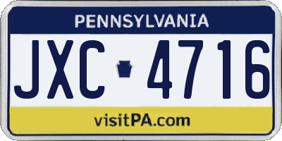 PA license plate JXC4716
