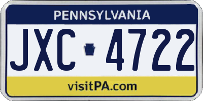 PA license plate JXC4722