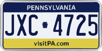 PA license plate JXC4725