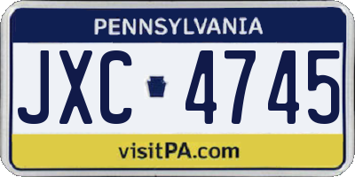PA license plate JXC4745