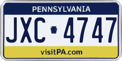 PA license plate JXC4747