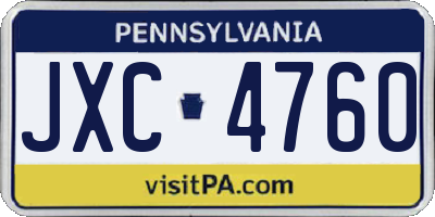 PA license plate JXC4760