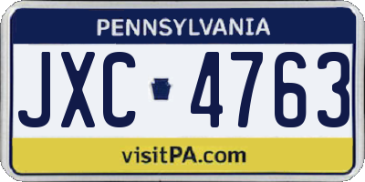PA license plate JXC4763