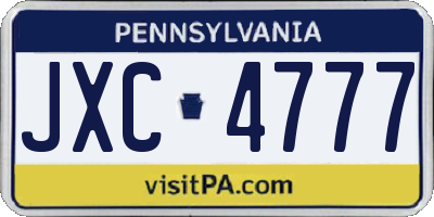 PA license plate JXC4777