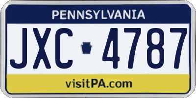 PA license plate JXC4787