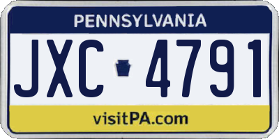PA license plate JXC4791