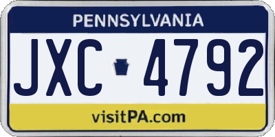 PA license plate JXC4792