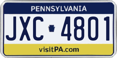 PA license plate JXC4801