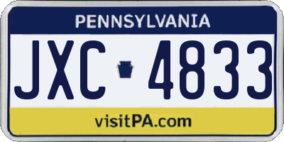 PA license plate JXC4833