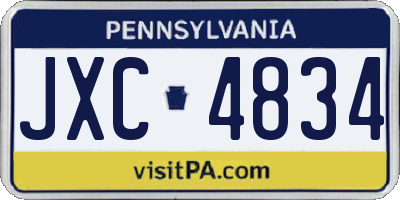 PA license plate JXC4834