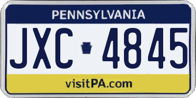 PA license plate JXC4845