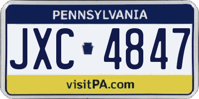 PA license plate JXC4847