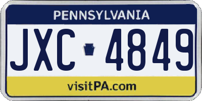 PA license plate JXC4849