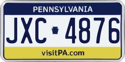 PA license plate JXC4876