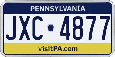 PA license plate JXC4877