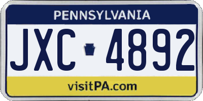 PA license plate JXC4892
