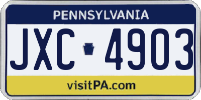 PA license plate JXC4903
