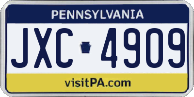 PA license plate JXC4909