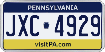 PA license plate JXC4929
